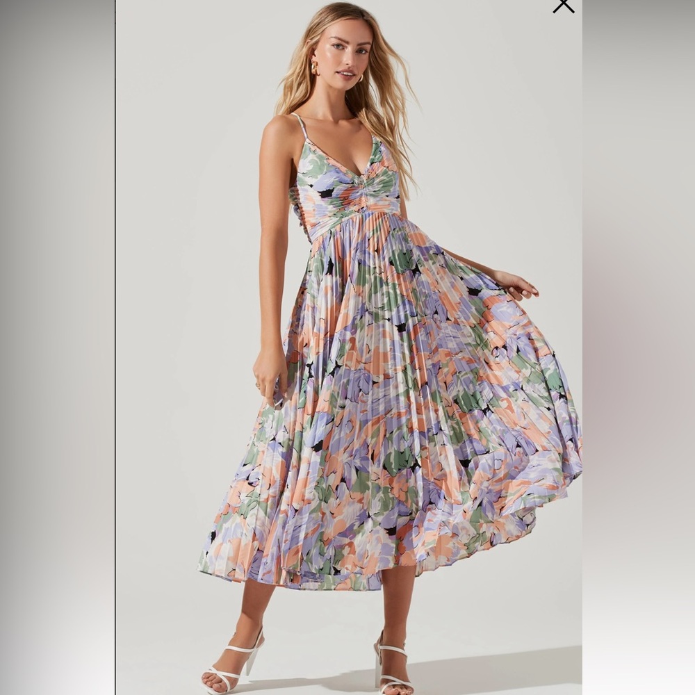 Blythe Floral Plisse Midi Dress